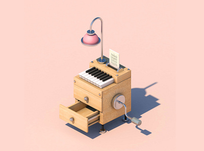 Untitled! 3d c4d cinema4d design drawer installation installation art isometric minimal piano simplified