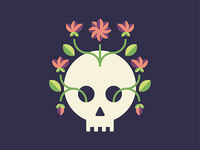 Skull & Leaves design illustration minimal simplified vector