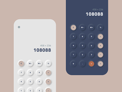 Neumorphic Calculator design ios minimal simplified ui ux