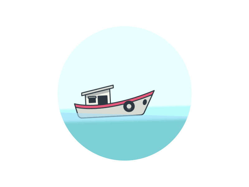 Floating 2d animation boat drawing floating gif illustration minimal sea simplified