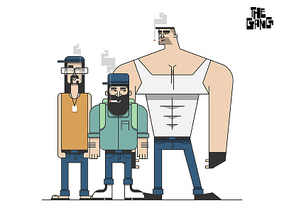 The Gang characters gang illustration minimal simplified smokers vector