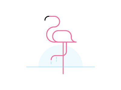 Flamingo art flamingo illustration line minimal pink simplified skating