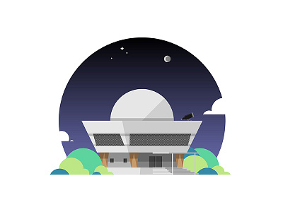 Nehru Planetarium art iconic illustration interstellar landscape line minimal mumbai nehru planetarium simplified telescope