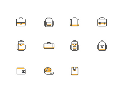 Bag Icons app bag branding design icon icon family iconography illustration minimal simplified style ui ux