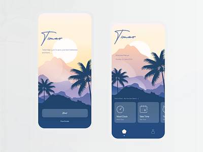 Timer App UI Design app design clock illustration minimal stopwatch summer timer ui ui design uiux ux