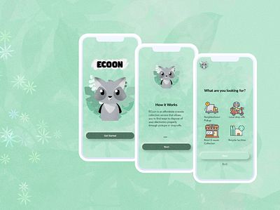 ECoon: E-waste collection service mobile iOS app app branding design illustration logo mobile app mockup personas product design prototyping typography user research ux