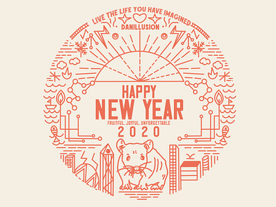 New Year Greeting Card For Year of Rat 2020