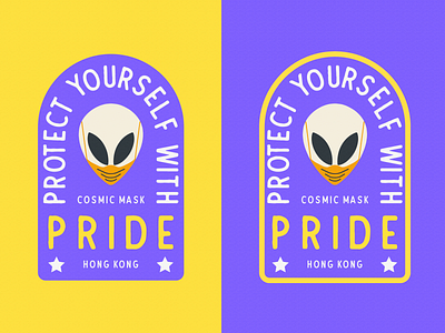 Badge Design _ Protect Yourself With Pride alien aliens badge badge design badge logo badgedesign badgelogo badges coronavirus graphicdesign hongkongdesign logobadge masks procreate quarantine