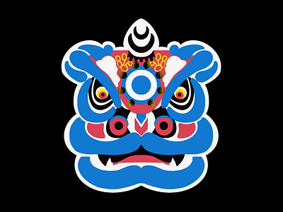 Blue Lion Head GIF animated gif animated icon digital illustration giphy sticker illustration illustration art illustrationartists liondance lions