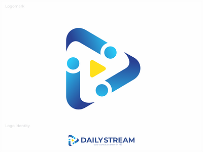 Daily Stream Logo graphic design logo logodesign people logo play button logo play logo streaming logo tech logo video logo video streaming logo