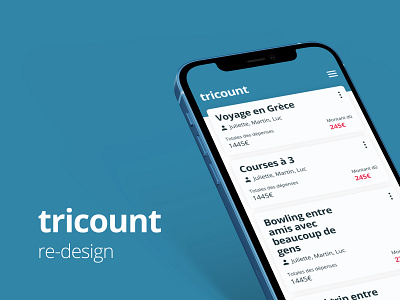 tricount redesign burger menu design icon iconography interface web design
