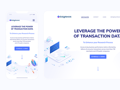 Landing page for Enlightmint analitycs blue business design figma illustration isometric main page minimalist mobile uiux webdesign