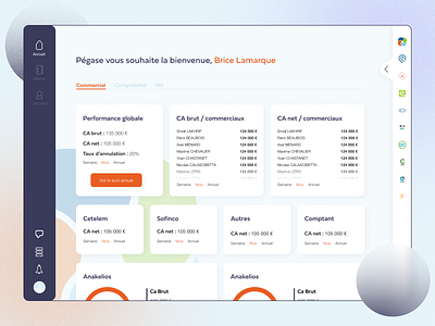 Pégase - CRM dashboard & web app card chart crm dashboard design responsivedesign ui uiux webapp webdesign