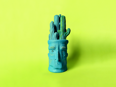 cactushead - testa di cactus cactus character design clay face green head illustration plant plasticine plastilina plazma plazmaclay pongo sculpture
