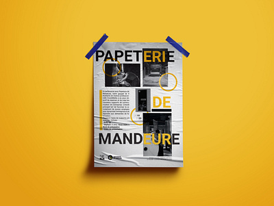 Poster Papeterie de Mandeure black design flat illustration illustrations illustrator industrial design industry logo design paper poster poster design typogaphy yellow