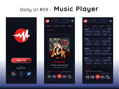 #dailyui #09 Music Player app dailyui design sketch ui web website