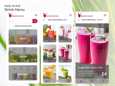 #dailyui #43 Drink Menu app app design appdesign dailyui design drink menu figma ui uidesign uiux