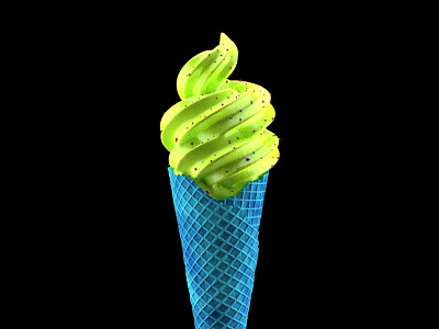 Sea Ice Cream 3d blue cinema4d fluo food green icecream modeling render sea