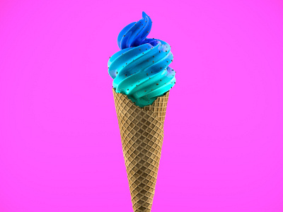 Dreamy Ice Cream 3d blue bold color cinema4d creamy fluo food icecream modeling pink render soft