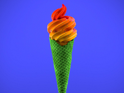 Tropical Ice Cream 3d bold color cinema4d creamy fluo food green icecream modeling orange purple red render soft tropical