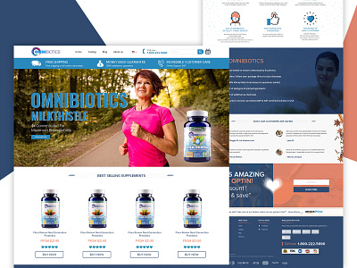 OmniBiotics Landing Page shopify ecommerce website branding colorful design ecommerce landing page natural health natural products photoshop product psd mockup psd template shopify shopify store shopify theme vitamins web page website