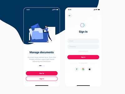 Document Manager — Mobile UI app dailyui design document mobile mobile ui onboarding registration sign in sign up ui