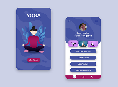 YOGA app design flat illustration layout typography ui ux web website