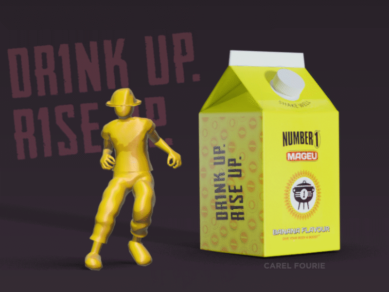 Mageu - drink up dance - quick project 3d aftereffects animation blender brand cg gif mageu motion design motion graphic motiongraphics south africa