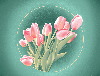 Circle Tulips circle green illustration pink procreate tulip tulips
