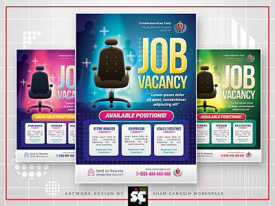 Job vacancy Flyer advertisement agency announcement business corporate creative editable empty chair finding job hire hiring flyer interview job fair flyer job hunting jobless looking for job open day post poster promotion