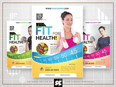 Health & Fitness Flyer / Magazine Ads active ad advert advertisement blue brochure business buy clinic corporate diet fat fit green gym gymnasium health layout pamphlet pink