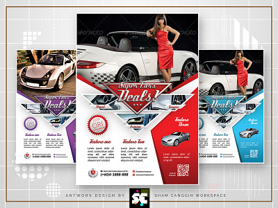 Car Flyer / Magazine Ads auto auto show automobile automotive blue brochure clean elegant foil garage marketing mechanic motor oil premium product promotion purple red rental