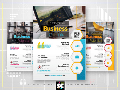 Business Flyer company conference consultant corporate corporate flyer corporation creative editable flexible geometry hexagon honeycomb magazine magazine ads marketing modern pattern polygon premium print ready