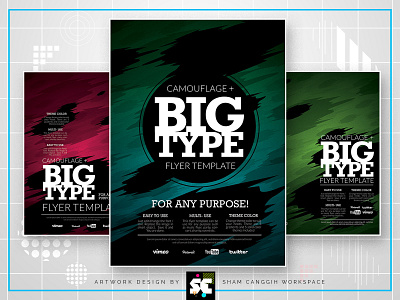 Multi Purpose Flyer Template/Magazine Ads bash big type blue book camouflage clean concert cover creative dark dj event future futuristic green layout music night orange party