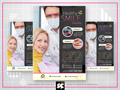 Dental Flyer / Magazine Ads cavity check clinic dentist doc doctor document elegant emergency room health medic medical minimal minimalist mouth nurse paramedic pink promotion purple