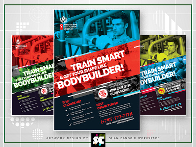 Fitness / Gym Flyer builder business class fancy fit fitness fitness flyer flat gym gym flyer gymnasium health muscles personal post poster pump red sport sports