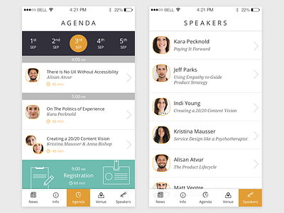 Agenda One agenda application clean interface ios iphone list mobile schedule ui design users ux design