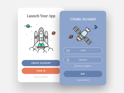 Sign Up Window - Daily UI #001 dailyui icon illustration login mobile mobile app modal sign in sign up space ship ui design ux design