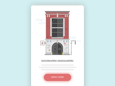 Ghostbusters Headquarters Illustration app application building call to action icon illustration mobile onboarding sketch vector