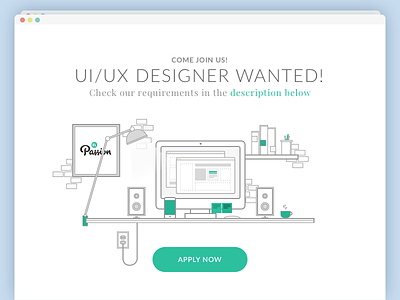 UI/UX Designer Wanted! application career designer desktop icon illustration job landing page mobile app product space work
