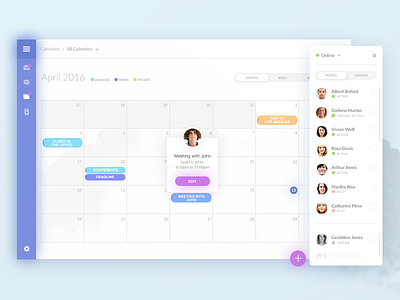 Calendar App admin application calendar chat dashboard navigation sidebar ui design user experience user interface ux design web app