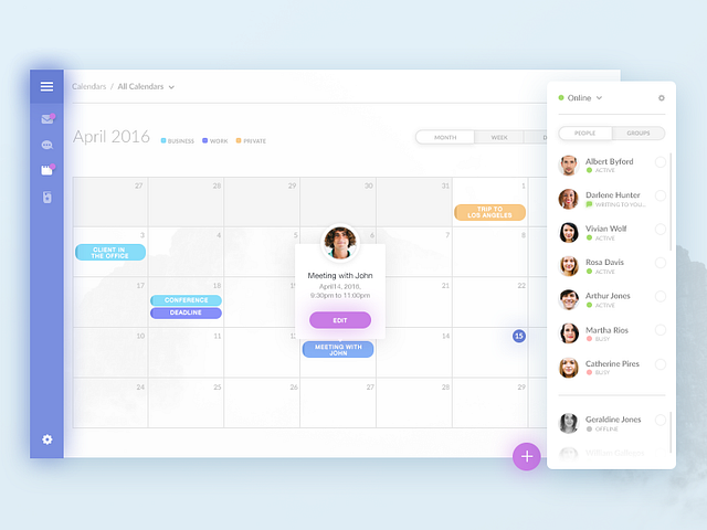 Calendar App by Michał Ptaszyński for EL Passion on Dribbble