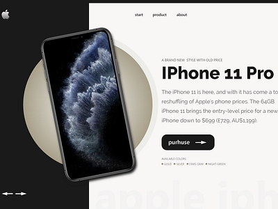 New IPhone 11 Pro Landing Page Mockup