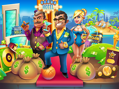 What happens in Vegas stays in Vegas! 2d art character con artists game ios ipad vegas