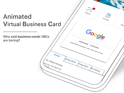 Virtual Business Card - Google Search Like Close Up animated logo animation application branding business card contact sharing flat design gif gif animated google logo mobile design mobile ui motion graphics personal brand profile card profile page save contact share contact virtual business card