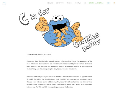 Cookie Policy Page branding business card cookie monster cookie policy graphic design illustration landing page law logo privacy ui virtual business card website