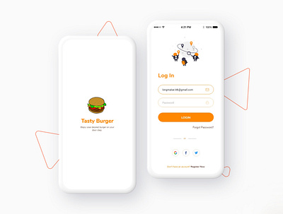 Burgers App Redesigned app design burger burger menu burgerapp clean ui design login minimalist mobile app mobile ui mockup modern sign in sign up splashscreen ui ui ux ui design uidesign uiux