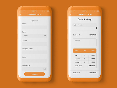 E-commerce Mini Market App Deign item item card item form item page items mobile mobile app mobile apps mobile design mobile ui new item order order confirmation order details order food order fulfillment order history order management ordering orders