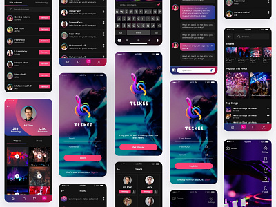 Music Sharing App dark theme mobile app mockup music music app music app dark theme music playing app music sharing app social media app ui design uidesign uiux uiux design