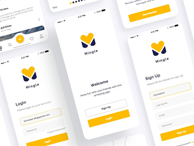 Mingle Social Media App Welcome Screens branding design illustration login login page minimalist mobile app mobile app login mockup register screen register social media app singup social media app social media login design social media sign up design ui ui design uidesign uiux